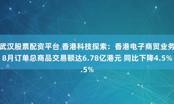 武汉股票配资平台 香港科技探索：香港电子商贸业务8月订单总商品交易额达6.78亿港元 同比下降4.5%